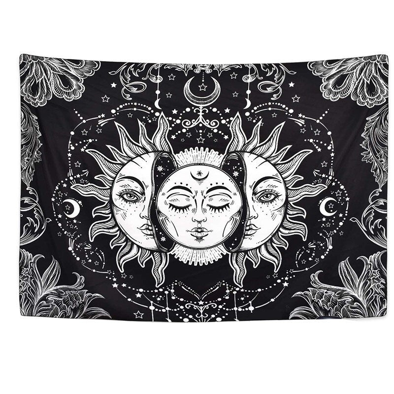 Mandala Sun Tapestry Witchcraft Wall Hanging Boho Decor Moon Blanket Hippie Bedroom Living Room Psychedelic Farmhouse Decor
