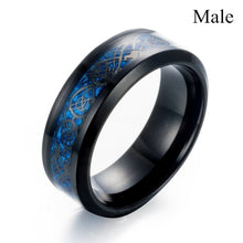 Load image into Gallery viewer, Skhek Couple Ring Men&#39;s Stainless Steel Ring Blue Zircon Women&#39;s Ring Sets Valentine&#39;s Day Wedding Bands Lover Gift
