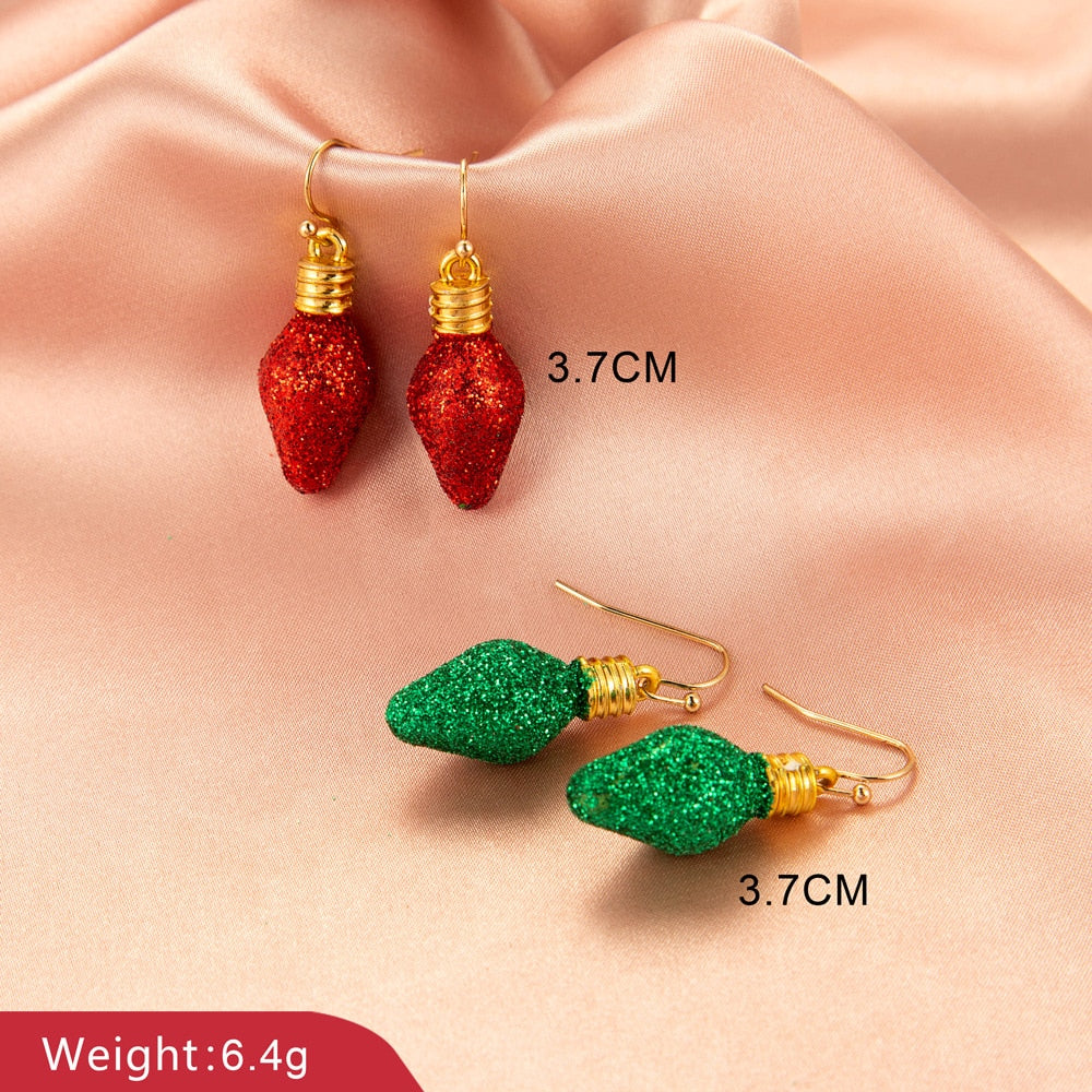 Christmas Earrings Set for Women Girls Red Bells Snowman Earring Green Tree Snowflake Christmas Party Jewelry Friends Gift