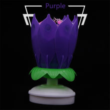 Load image into Gallery viewer, 1PC Multicolor Lotus Flower Shape Rotating Birthday Cake Music Candle Flower BlossomS Birthday Cake Flat Rotating Festival Decor