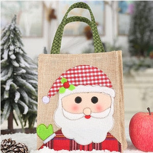 Gingerbread Purses Man Christmas Linen Tote Bag Cartoon Candy Bag Christmas Decoration Applique Gift Bag Gift Bag Tote Bag