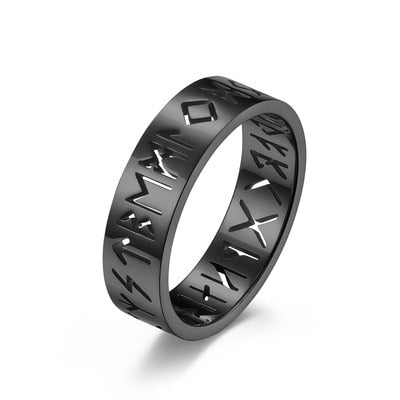 Skhek Cool Stuff Stainless steel Odin Norse Viking Anel Amulet Rune Couple Dating Rings For Men Women Words Retro Jewelry OSR1023
