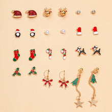 Load image into Gallery viewer, Christmas Gift Christmas Stud Earrings Rhinestone Snowflake Christmas Tree Earrings Set Jewelry Women Cute Christmas Festival New Year Gift