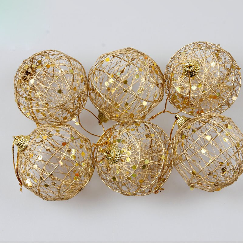 6pcs Stamping Gold Hollow Christmas Ball Christma Tree Pendants Merry Christmas Decor For Home 2022 Happy New Year Naviidad Favo