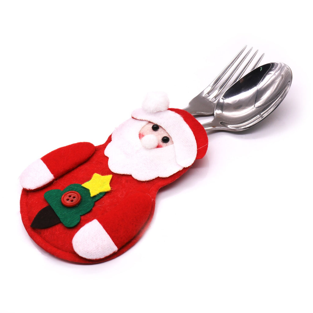 1pc Christmas Decoration Snowman Santa Claus Elk Tableware Bag Pouch Knife Fork Bag for Xmas New Year Home Party Dinner Supply