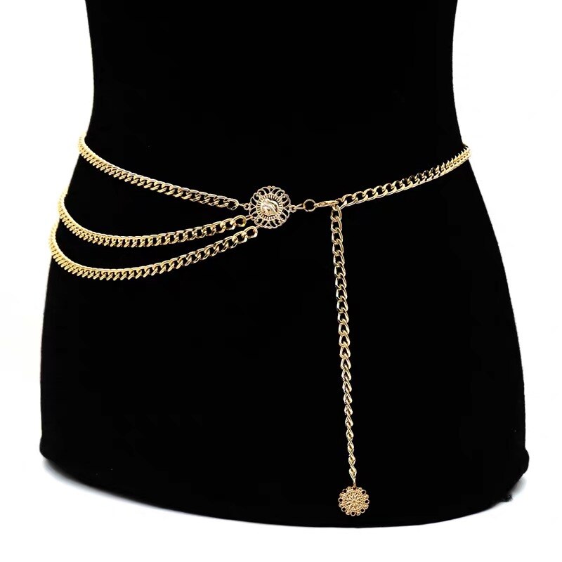 European and American Pearl Rhinestone multi-layer waist chain tassel dress decoration chain female sexy body chain metal waist