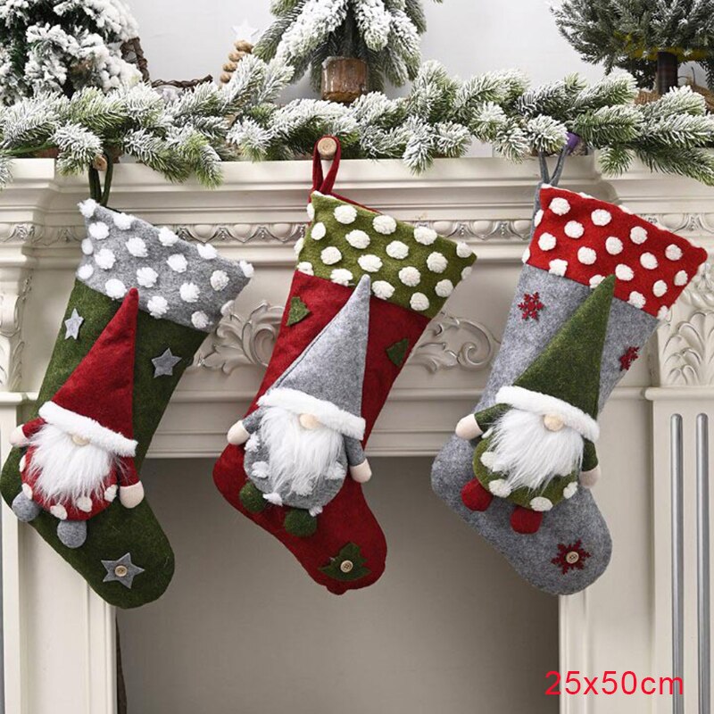 Christmas Gift 3pcs/set 2021 Christmas Stockings Decorations Santa Deer Snowman 3D Candy Socks Xmas Gift Bag Christmas Decorations for Home