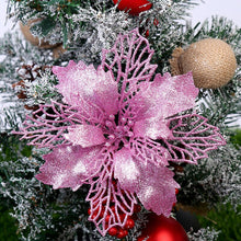 Load image into Gallery viewer, 5pcs/lot Glitter Artificial Flowers Fake Flowers Festival Party Wedding Decorations DIY Merry Christmas Tree Ornaments for Home