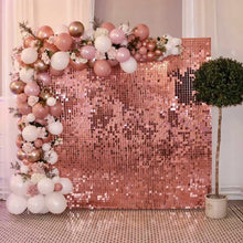 Load image into Gallery viewer, Rose Gold Rain Curtain Background Cloth Birthday Party Decor Shimmer Wall Backdrop Wedding Party Decor Sequin Wall Background