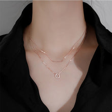 Load image into Gallery viewer, Female Geometric Double Necklace Clavicle Chain 925 Sterling Silver Pendant Necklace for Women Wedding Fine Jewelry Accessories