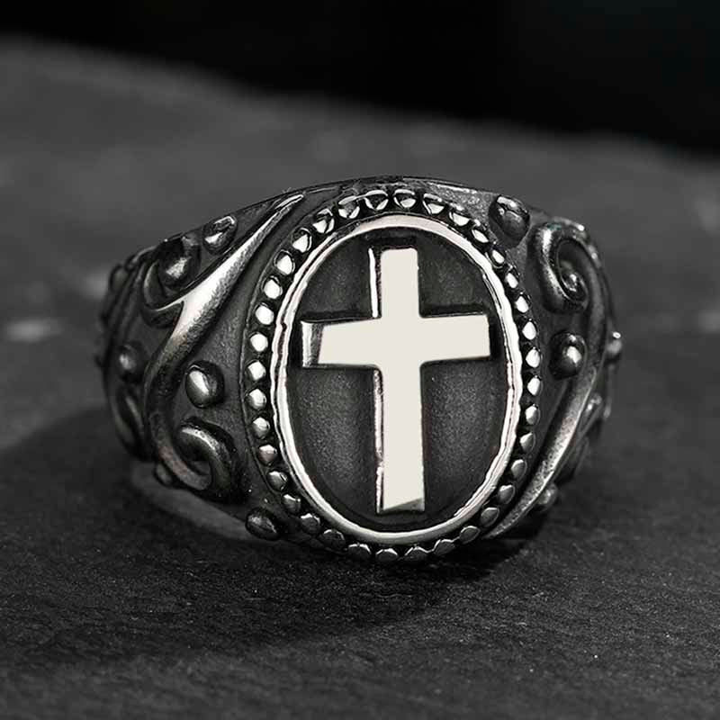 Skhek Lucky Gift Punk Rock Us Size Cross Ring 316L Stainless Steel Band Party Biker Jewelry Dropshipping For Man Gift Anel 040
