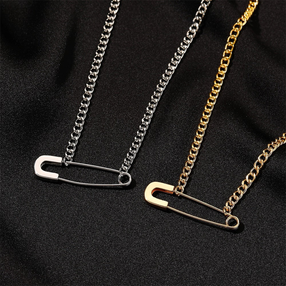 2021 Kpop Hot Harajuku Gothic Safety Pin Chain Necklace For Men Women Egirl BFF Punk Jewelry Streetwear Personality Decoration