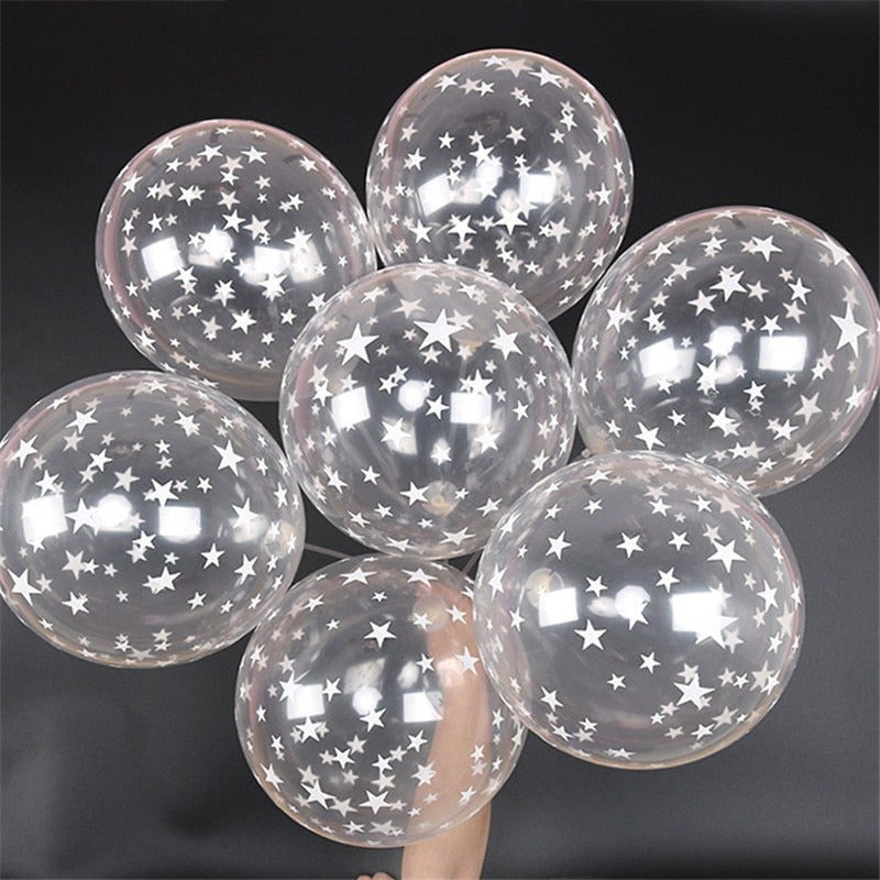 10Pcs/lot 12inch Transparent Star Pink Balloons Latex Balloons Set Wedding Decorations Baby Shower Birthday Party Helium Balloon