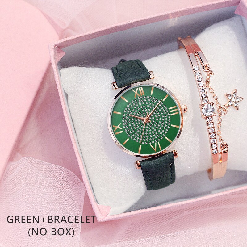 Christmas Gift Luxury Women's Watches Bracelet Set Starry Sky Ladies Women Watch Casual Leather Quartz Wristwatch Girl Clock Relogio Feminino