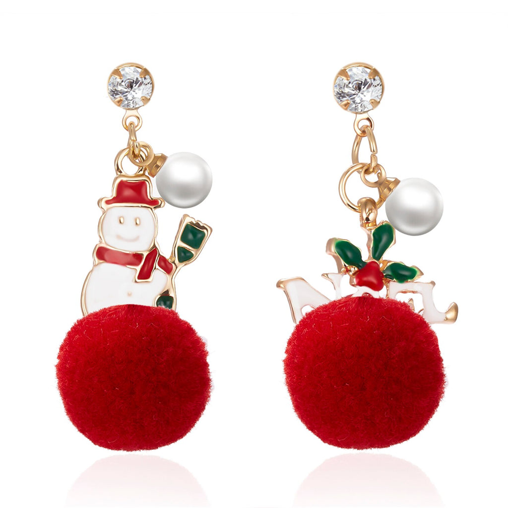 Christmas Gift 2021 New Style Christmas Drop Earrings For Women Santa Claus Snowman Fur Ball Pendant Earring Girls New Year Party Jewelry