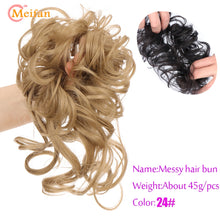 Load image into Gallery viewer, Synthetic Curly Scrunchie Chignon With Rubber Ban Hair Ring Wrap Around on Hair Tail Messy Bun Ponytails Extension
