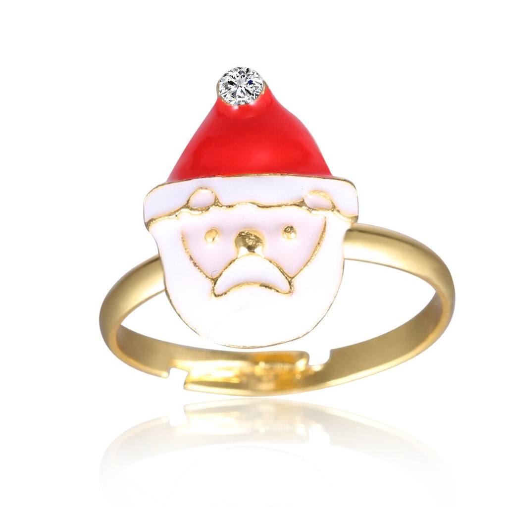 GANXIN Christmas Ring Newest New Year Party Finger-ring Decoration Elk Santa Claus Bells Opening Rings For Women Men Jewelry