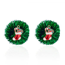 Load image into Gallery viewer, Christmas Gift 2021 New Fashion Red Green Color Christmas Stud Earrings For Women Moon Elk Deer Plastic Tassel Ball Earring Girls New Year Gift