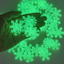 Load image into Gallery viewer, 50pcs 3D Snowflake Luminous Wall Sticker Fluorescent Glow In The Dark Wall Decor for Home Kids Room Bedroom Christmas Decor