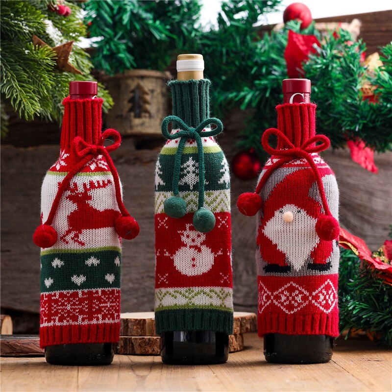 Christmas Wine Bottle Cover Snowman Elk Old Man Merry Christmas Decorations For Home Xmas Navidad Ornament New Year 2022 Gifts