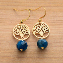 Load image into Gallery viewer, Skhek  Earrings For Women Apatite Gold Tone Tree Charm Drop Earring Bohemian Natural Stone Jewelry Femme Dropship Gifts
