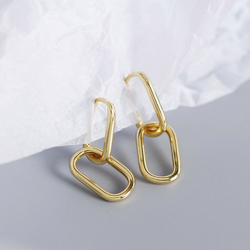 Skhek Prevent Allergy Earrings for Women New Fashion Geometric Ellipse U-Shape Elegant Bride Jewelry Gifts