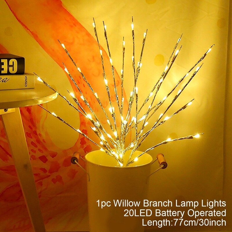 20Bulbs Willow Branch Light Floral LED Lights Christmas DIY Decorations for Home Christmas Tree Light Navidad Xmas 2021 New Year