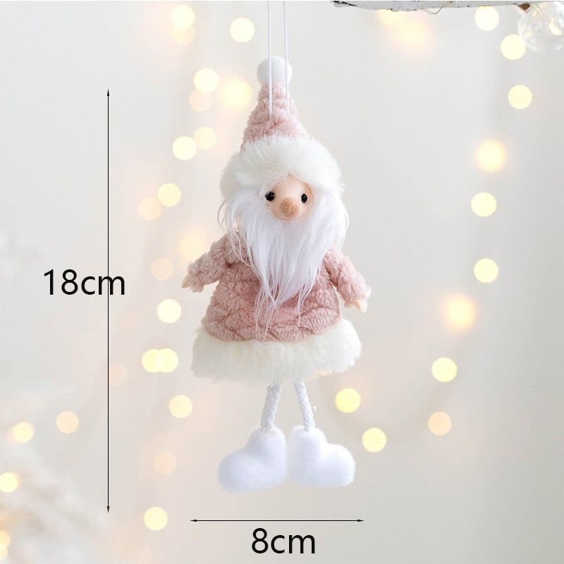 Pink Christmas Plush Angel Girl Snowman Pendant Santa Claus Snowman Elk Doll Oranments Xmas Tree Merry Christmas Decor Gifts