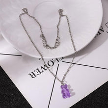Load image into Gallery viewer, Cute Gummy Cartoon Bear Cross Necklaces For Women Christmas Gift Candy Color Pendant Necklace Female Daily Party Jewelry