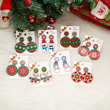 Load image into Gallery viewer, Christmas Gift Cute Cartoon Resin Piggy Snowman Dangle Earrings Double Round Star Snowflake Earrings For Women Girls Christmas Party Jewelry