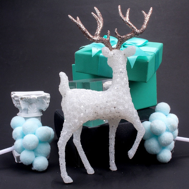 Crystal Deer Christmas Forest Elk White Flash Gold Antlers Noel Gifts Merry Christmas Decor For Home 2021 Kids Naviidad Gifts