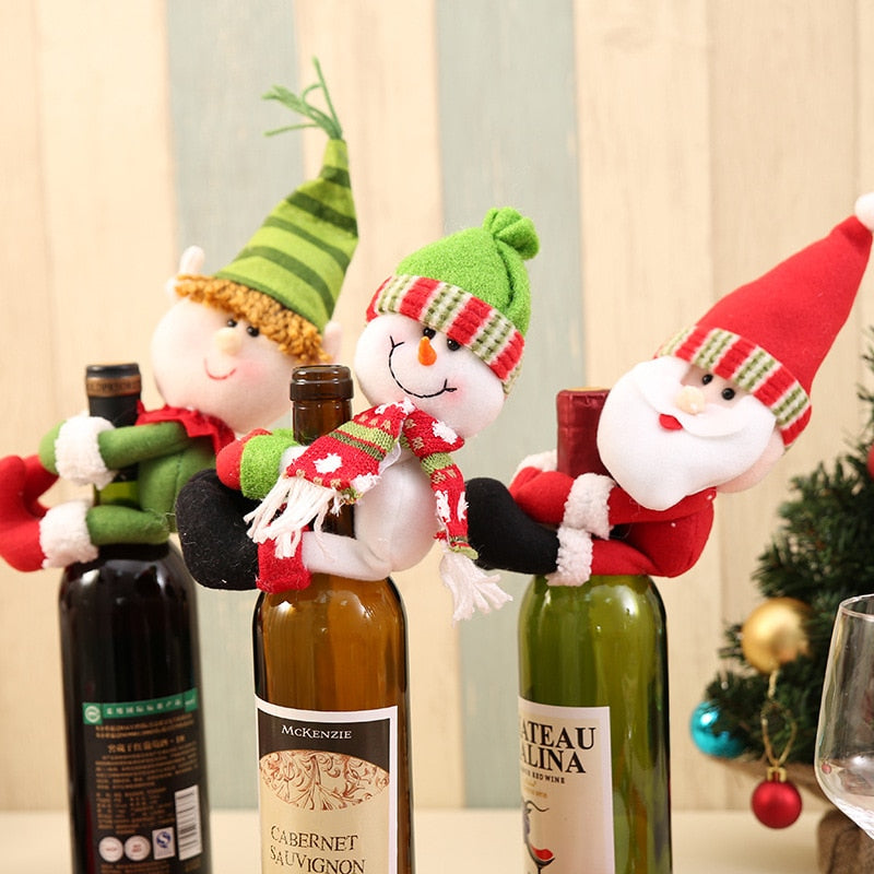 New Christmas Ornaments Elderly Snowman Wine Bottle Set Holiday Party Home Restaurant Decoration Wine Bottle Gift Decoration