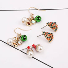 Load image into Gallery viewer, Christmas Gift 3 Pairs/Set Christmas Earrings For Women Rhinestone Christmas Tree Pearl Bells Hat Stud Earrings Girls New Year Jewelry Gifts