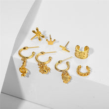 Load image into Gallery viewer, Vintage Gold Animal Drop Earrings Set For Women Small Butterfly Cross Star Moon Dangle Earrings 2022 Trendy Jewelry Gift