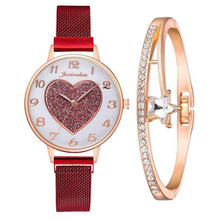 Load image into Gallery viewer, Christmas Gift Women Bracelet Quartz Watches For Women Pink Heart Pattern Magnetic Watch Ladies Sports Dress Wrist Watch Clock Relogio Feminino