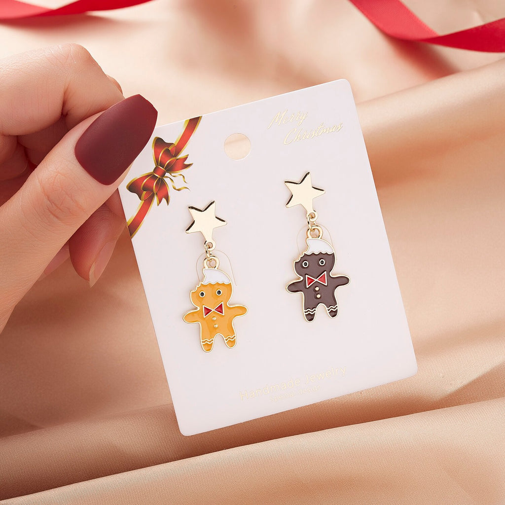 Christmas Gift Cute Star Doll Baby Dangle Earrings For Women Christmas Cartoon Angel Bells Earring Best Gifts For Girls New Year Xmas Jewelry