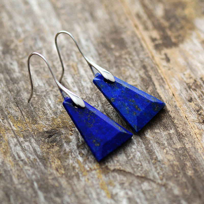 Skhek Lapis Lazuli Drop Earrings For Women 2022 Trend Trapezoid Fashion Stone Earring Elegant Bold Jewelry Valentines Day Gifts