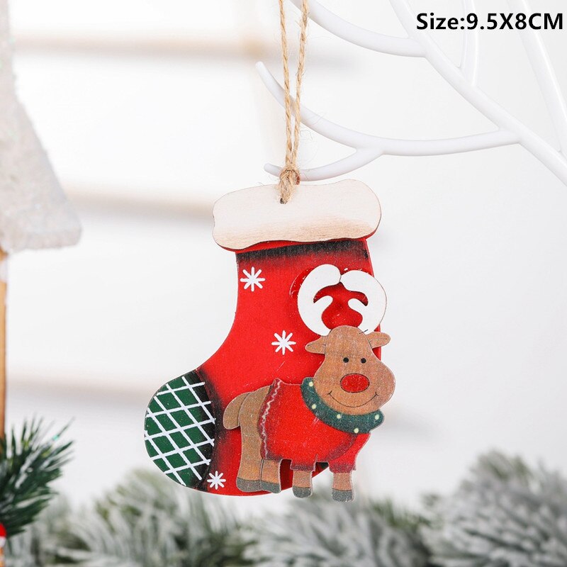 Christmas Gift New Elk Wooden Socks Christmas Ornaments Christmas Tree Decorations for Home 2020 Navidad Xmas Noel Gifts Baubles New Year 2021