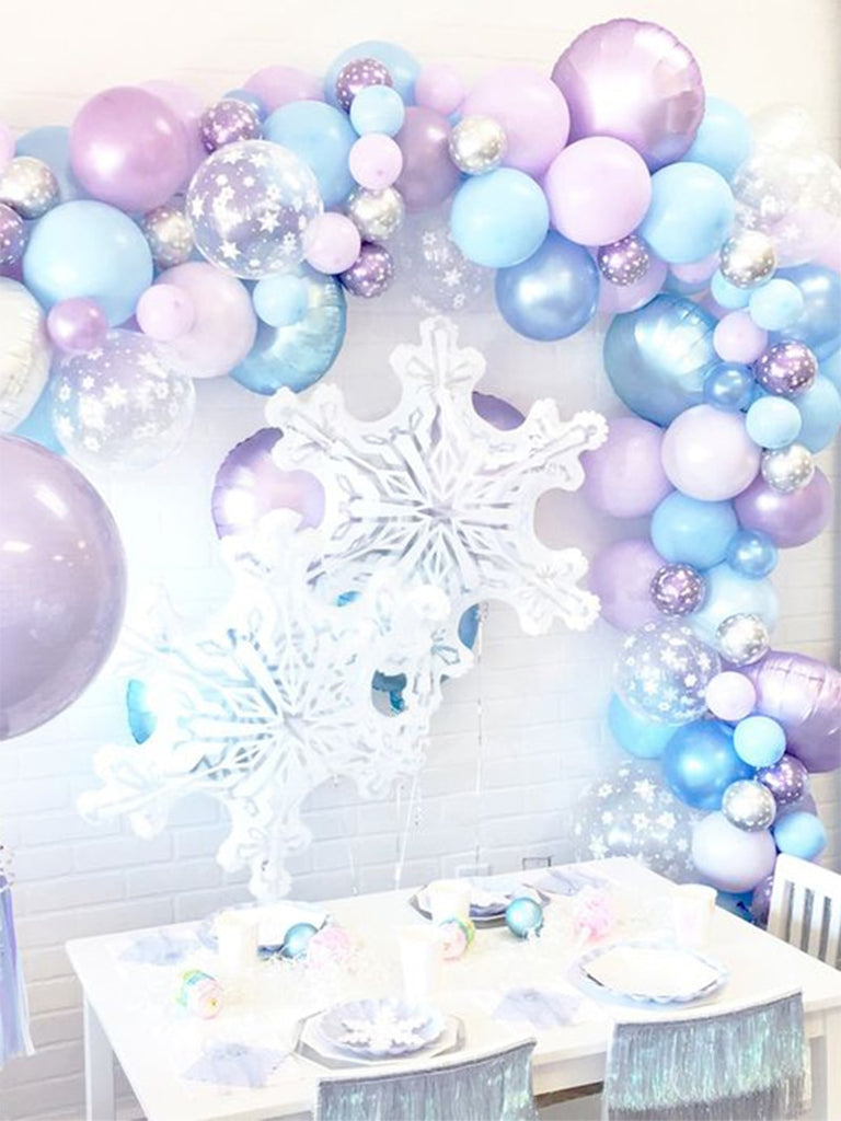 Skhek Princess Snowflake Balloon Garland Arch Kit Christmas frozen Birthday Party Ice Ballon Baby Shower Wedding Christmas Decor Globo