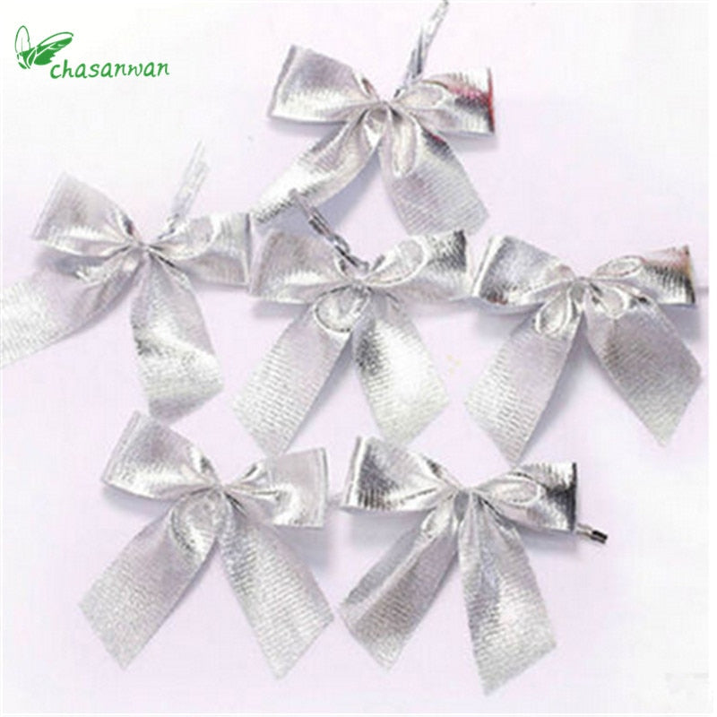 Christmas Gift 12Pcs 5cm Golden Silver Red Bow-knot Christmas Decorations for Home Christmas Decorations for Christmas Tree Ornament Navidad