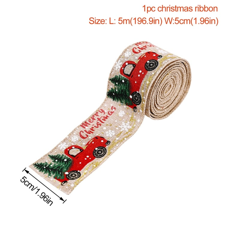 Christmas Gift Christmas Burlap Fabric Ribbon Ornament Merry Christmas Decoration For Home 2021 Xmas Gifts Noel Navidad Happy New Year 2022