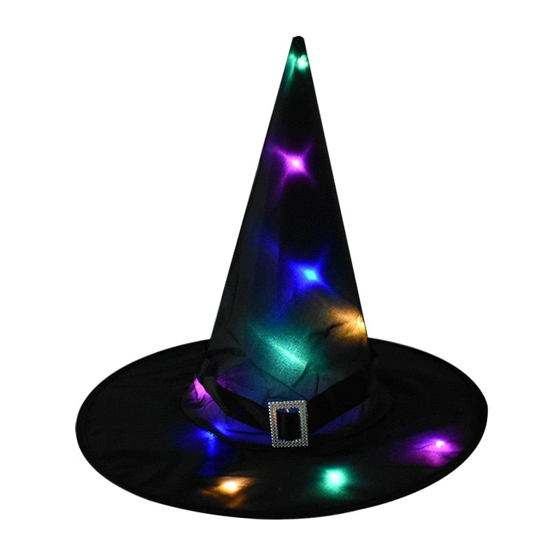 SKHEK Halloween Halloween Decoration LED Lights Witch Hats Halloween Costume Cosplay Props Outdoor Tree Hanging Ornament Halloween Party Decor