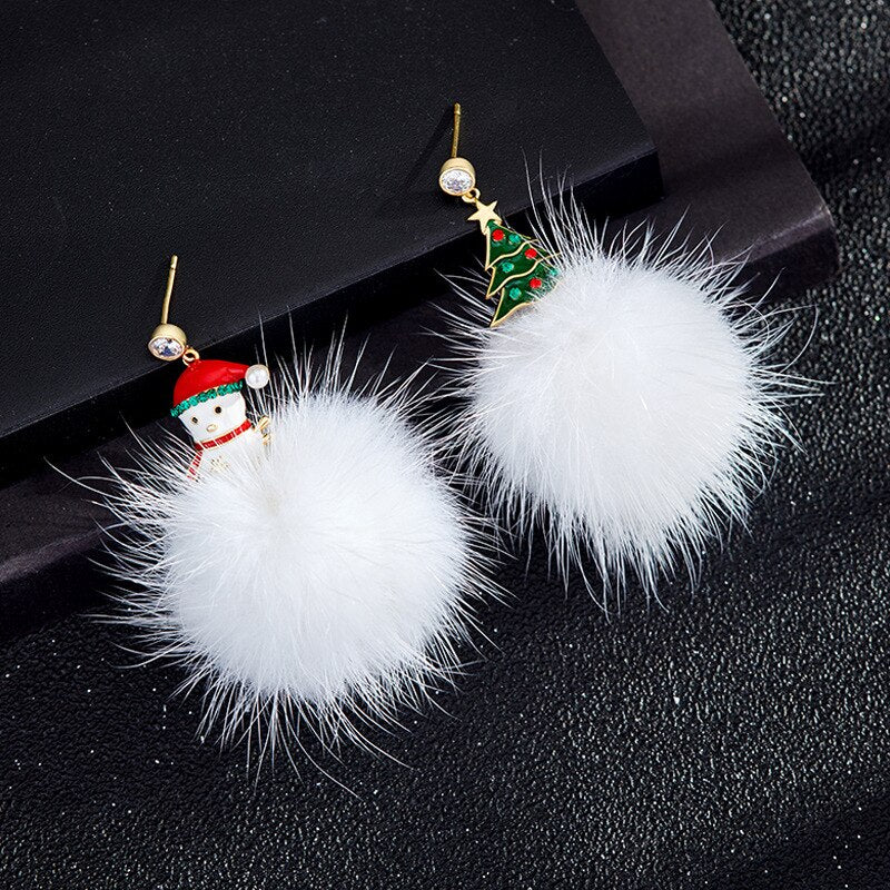 Christmas Gift Cute Christmas Bowknot Dangle Earring For Women Santa Claus Christmas Tree Moon Star Pendant Drop Earring Fashion Xmas Jewelry