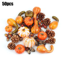 Load image into Gallery viewer, Christmas Gift 50Pcs Artificial Pumpkin Autumn Fall Decoration Festival Halloween Party Garden Table Decor Home Autumn Decoration Ornament