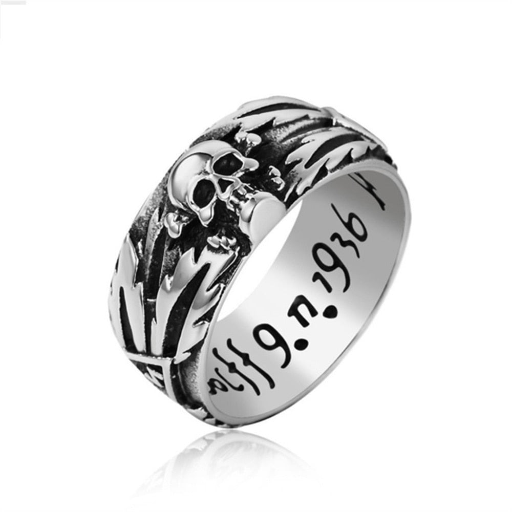 Vintage Fashion Punk Carved Skull Personality Ring Couple Wild Jewelry Wedding Anniversary Gift Accessories