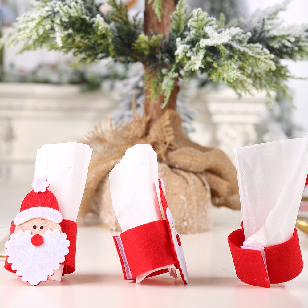 Christmas Decorations Santa Claus Towel Ring Creative Cartoon Non-woven Bracelet Restaurant Home Hotel Atmosphere Decoration