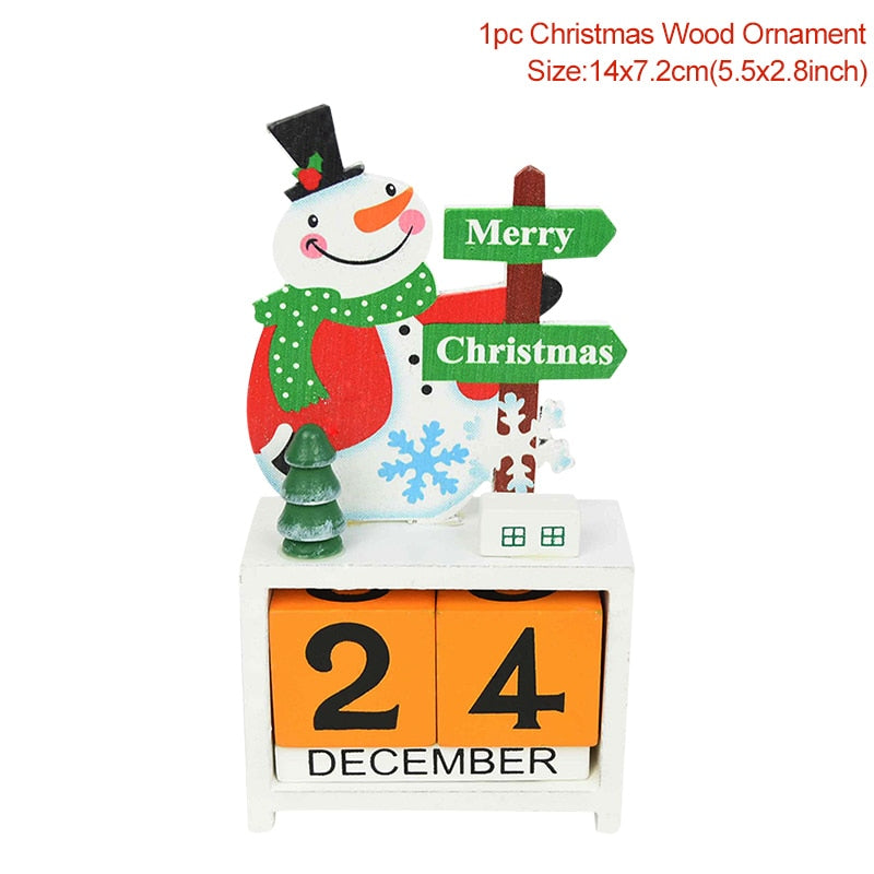 Wooden Christmas Advent Calendar Merry Christmas Decorations for Home Noel Xmas 2022 New Year Gifts Santa Claus Ornament Navidad