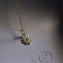 Load image into Gallery viewer, 925 Sterling Silver Pavé Crystals Plated 14k Gold Simple Sun Flower Pendant Necklace Women Exquisite Jewelry Accessories