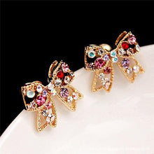 Load image into Gallery viewer, 2021 Fashion Crystal Earrings For Women Rhinestones Stud Earring Bow Earings Colorful Vintage Jewelry Christmas gift