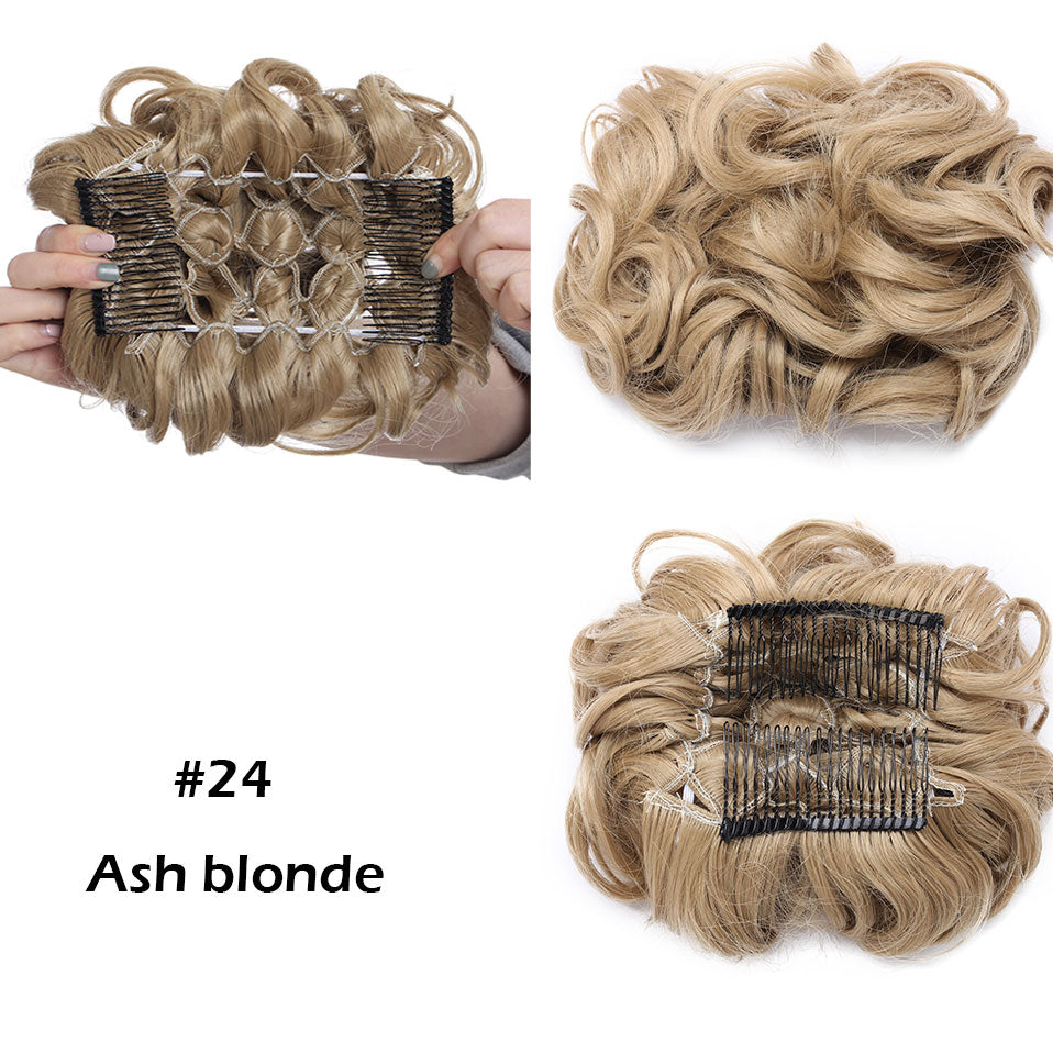 Synthetic LARGE Comb Clip In Curly Hair Extension Chignon Hair Pieces Women Updo Cover Hairpiece Extension Hair Bun Wig